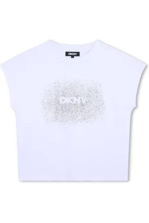 DKNY Sleeveless Crop White Top With Metalic Glitter Logo14 lat (164 cm)
