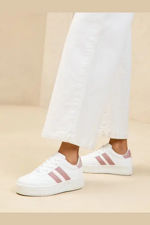 Lipsy London Flat Chunky Flatform Lace Up Stripe Faux Leather Trainerseu43