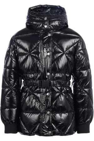 Juicy Couture Girls High Shine Belted Mid Length Puffer Coat9