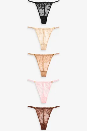 Boux Avenue Natural Cora 100% Cotton Scallop Lace Thong 5 Pack40