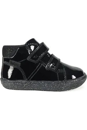 Toezone Riley Girls Crinkle Patent Rip Tape Black BootsEU 22 (UK 4)
