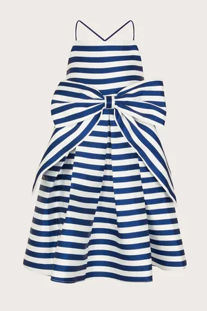Monsoon Stripe Bow Strappy Twill Dress128134 cm