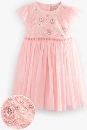 Ted Baker Pink Embellished Detail Mesh Dress134140 cm