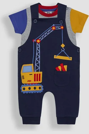 JoJo Maman Bébé 2-Piece Appliqué 100% Cotton Dungarees & T-Shirt Set8086 cm