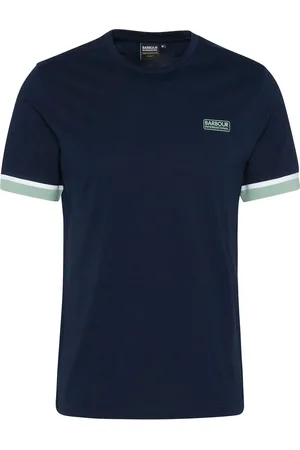 Barbour Blue 100% Cotton Deep Cuff Evan Tipped T-ShirtM