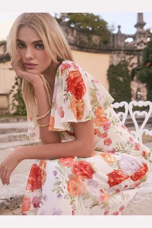 Lipsy London Printed Chiffon Flutter Sleeve Woven Midi Dress34