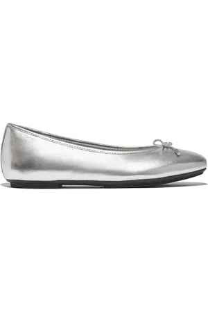 FitFlop Silver Delicato Bow Soft Leather Ballet FlatsEU 39 (UK 6)