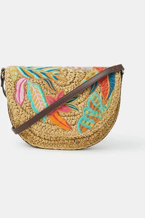 Accessorize Embroidered Raffia Cross-Body BagJeden