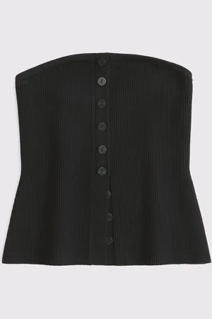 Abercrombie & Fitch Strapless Button Through Knitted Tube TopM