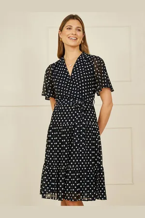 Yumi Dot Print Mesh Stretch Midi Skater Dress38
