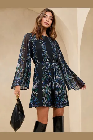 Lipsy London Pleated Butterfly Mini Shift Dress40