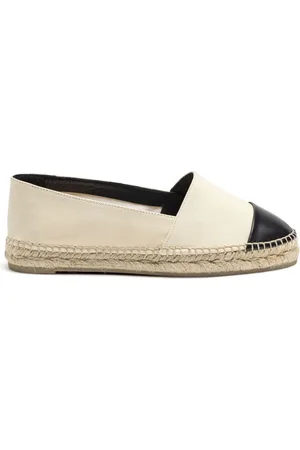 Castaner Cream Sflat Slip-On Leather Toe EspadrilleEU 37 (UK 4)