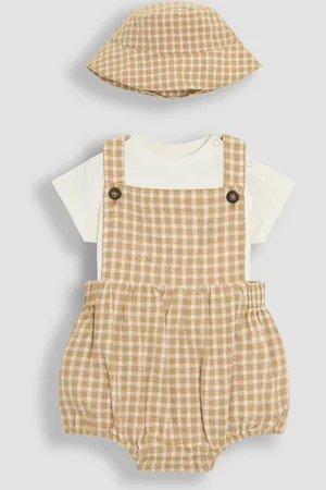 JoJo Maman Bébé Textured Gingham 100% Cotton Romper Set8692 cm