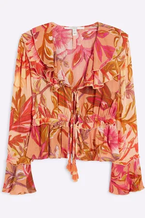 River Island Petite Floral Frill Tie TopM