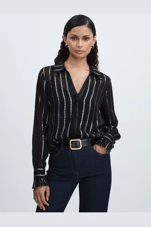 Paige Sheer Floral-Stripe BlouseS