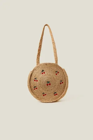 Accessorize Cherry Round Jute Shoulder BagJeden