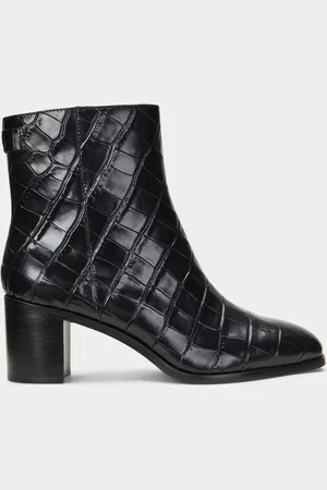 Ralph Lauren Cassie Croc Leather Heeled Ankle BootsEU 36.5 (UK 4)