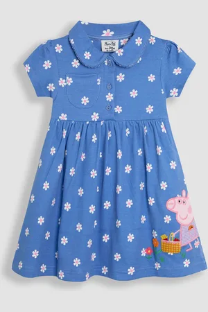 JoJo Maman Bébé Peppa Pig Appliqué Button Front 100% Cotton Dress7480 cm