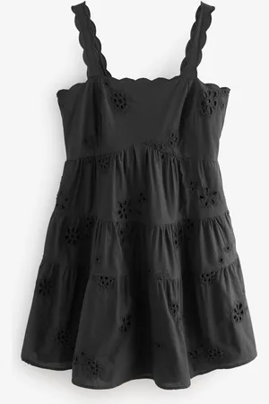 Next Embroidered Tiered 100% Cotton Mini Dress48tall