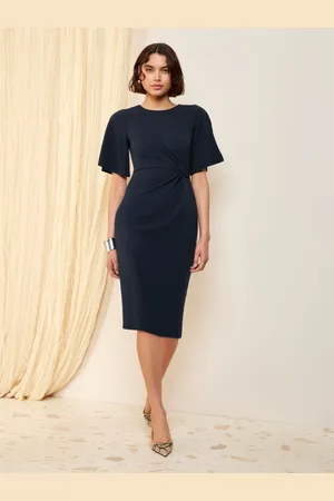 Friends Like These Flutter Sleeve Knot Waist Detail Midi Tailored Dress46