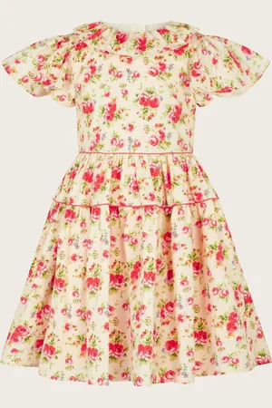 Monsoon Frilly Short Sleeve Rose Print Dress10 lat (140 cm)