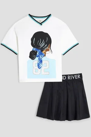 River Island Girls Pleated 100% Cotton Skirt Set134140 cm