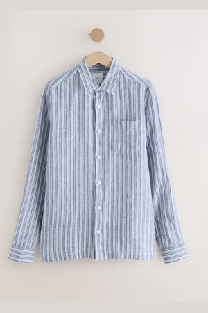 Next Signature 100% Linen Stripe Long Sleeve Shirt4X-L