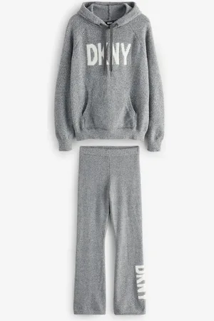 DKNY Grey Boucle Knit Hoodie & Pant Lounge SetS