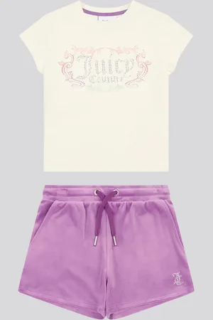 Juicy Couture Girls Heritage Ringer T-Shirt & Velour Shorts Set152158 cm