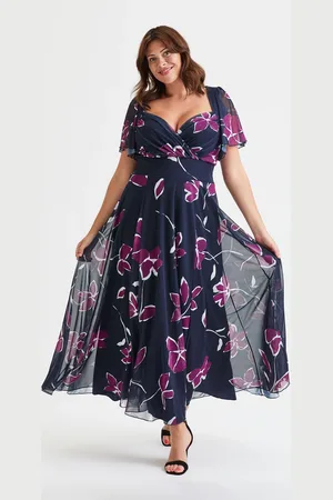 Scarlett & Jo Kemi Magenta Bolero Wrap Bodice Mesh Maxi Gown46