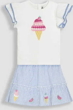 JoJo Maman Bébé 2-Piece Double Frill Sleeve T-Shirt & Skirt Set116122 cm