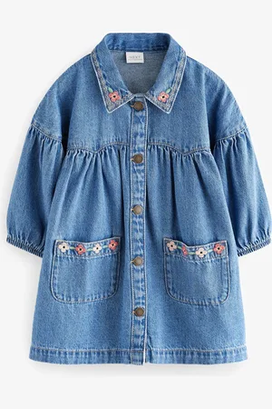 Next Embroidered 100% Cotton Denim Shirt Dress (3mths-8yrs)4