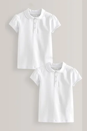 Next Zestaw 2 szkolnych koszulek polo z pofalowanym kołnierzykiem, z bawełny ze stretchem (3-16 lat)5 lat (110 cm)