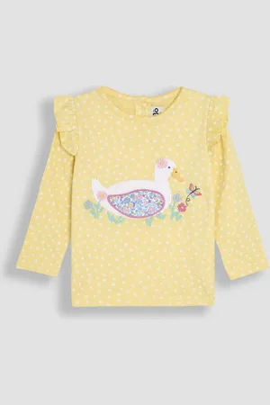 JoJo Maman Bébé Appliqué Frill Shoulder 100% Cotton Top104110 cm