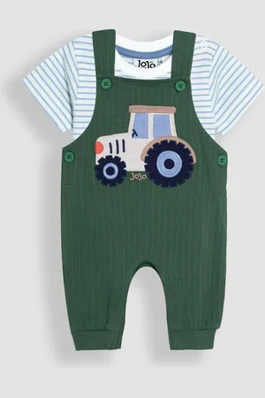 JoJo Maman Bébé 2-Piece Appliqué 100% Cotton Dungarees & T-Shirt SetDo 3 miesięcy (50