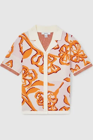Reiss Sandy Floral Print Intarsia Knit Top116122 cm