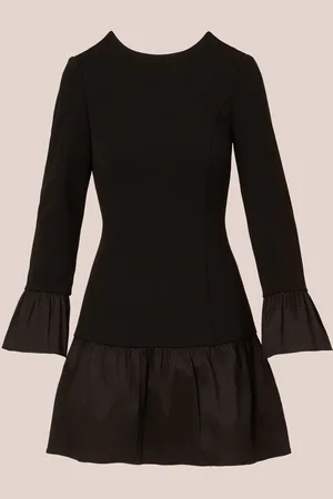 Adrianna Papell Crepe And Taffeta Midi Black Dress40