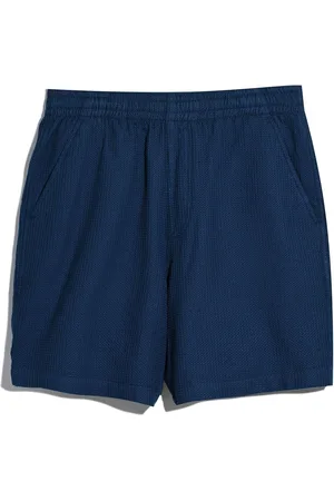 Farah Blue 100% Organic Cotton Redwald Waffle Shorts in Cold MetalM