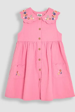 JoJo Maman Bébé Scallop Collar Button Through 100% Cotton Dress116122 cm