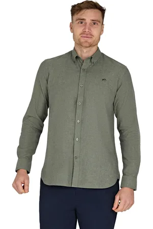 Raging Bull Green Classic Long Sleeve Linen ShirtS