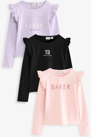Ted Baker Multi Graphic Frill Long Sleeve T-Shirt 3 Pack8 lat (128 cm)