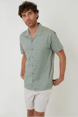 Threadbare 100% Cotton Pluck Textured Revere Collar Short Sleeve ShirtXL
