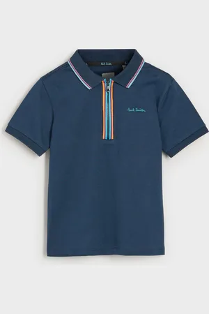 Paul Smith Boys Short Sleeve Artist 100% Cotton Quarter Zip Polo Shirt10