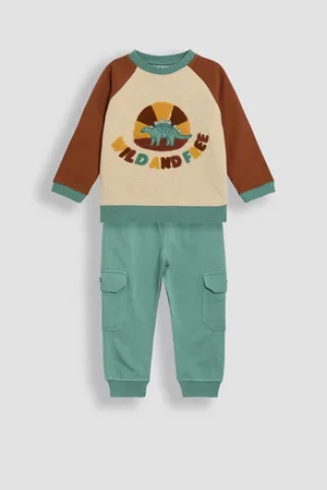 JoJo Maman Bébé Dino Appliqué Sweatshirt & Cargo Joggers Set116122 cm