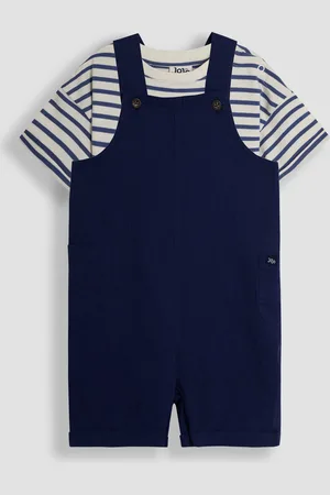 JoJo Maman Bébé 2-Piece Dungarees & Stripe T-Shirt Set8692 cm