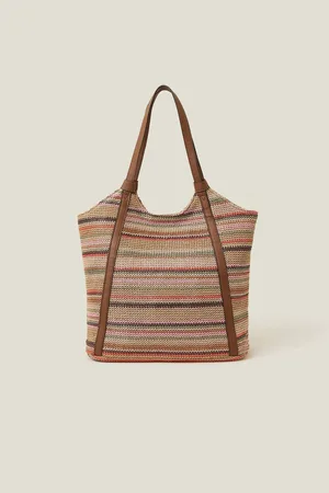 Accessorize Stripe Raffia Shoulder BagJeden