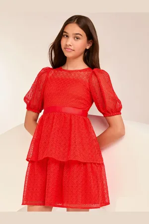 Lipsy London Koronkowa sukienka wizytowa z bufiastymi rękawami (2-16 lat)11 lat (146 cm)