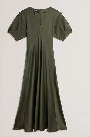 Ted Baker Edulis Ponte Bodice Satin Skirt Midi Dress40