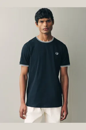 Fred Perry Koszulka z podwójną lamówką i logo , 100% bawełnaXL