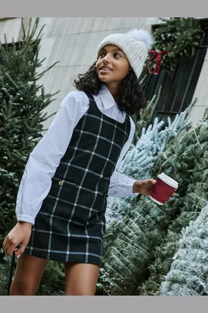 Abercrombie & Fitch Tartan Mini Pinafore Black Dress17